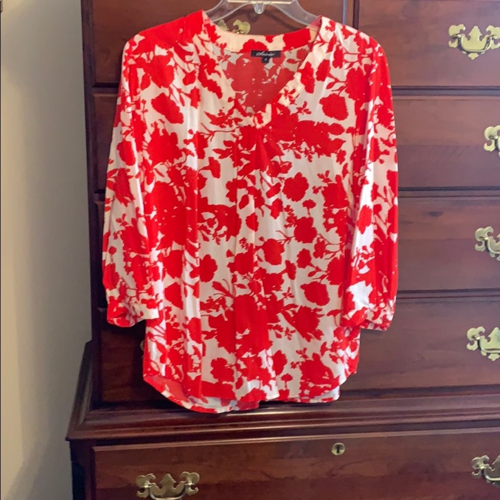 Red and white blouse